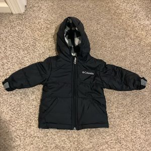 Columbia black puffer kids reversible plaid jacket 2T